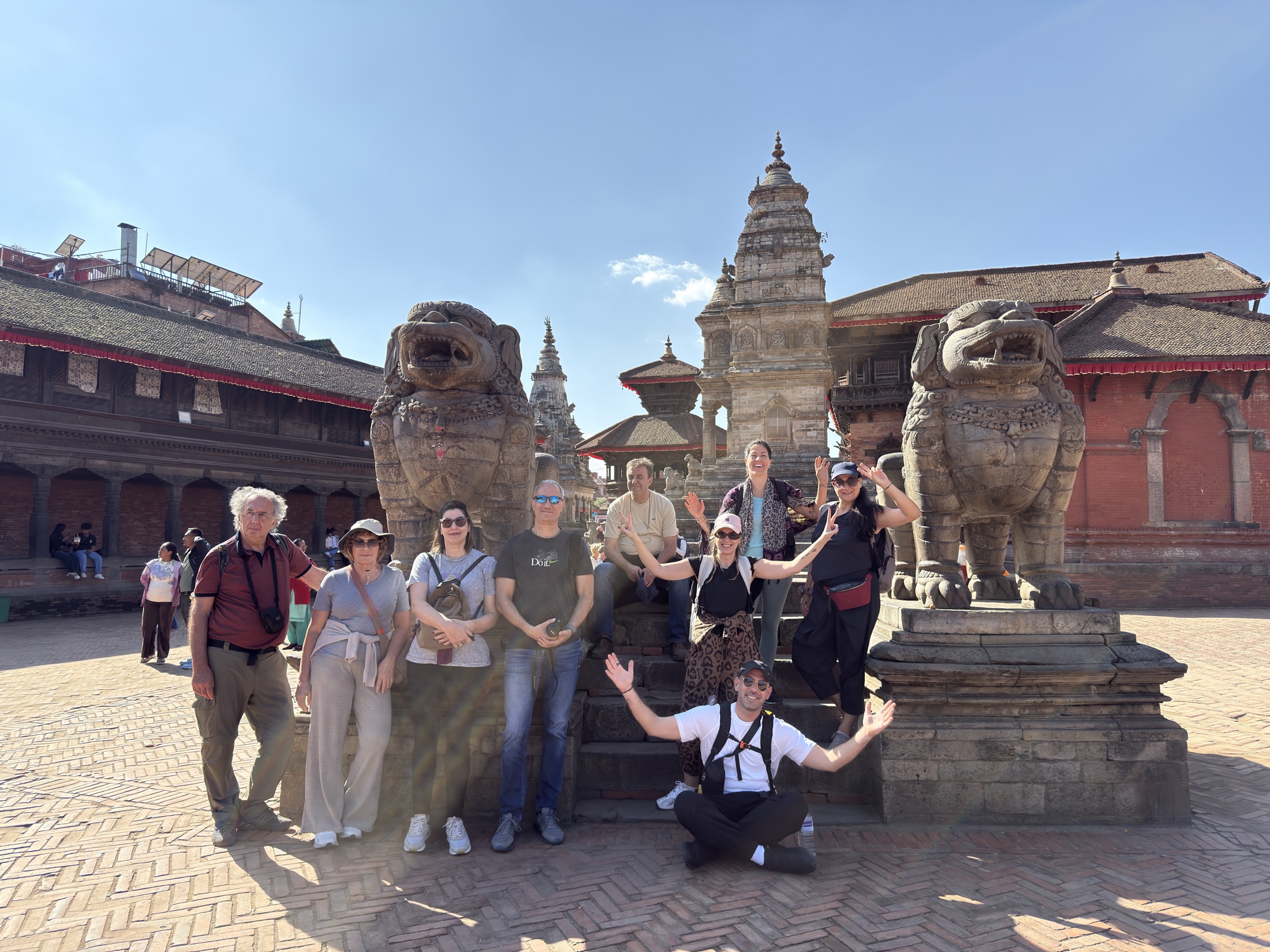 Greek travellers at Bhaktapur Durbar Square, Nepal
